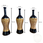Trio Vasos Luxe em cerâmica com pintura artesanal a frio. Três tamanhos, uso decorativo, perfeito para aparadores, racks e mesas. Peças elegantes e únicas.