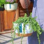 Vaso Suspenso com Corrente e Prato Drenante 24,5cm Louhir, www.louhir.com.br